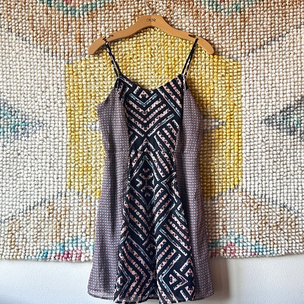 V-Neck Aztec Dress with Elastic Waist